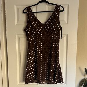 Princess Polly Brown Polka Dot Mini Dress